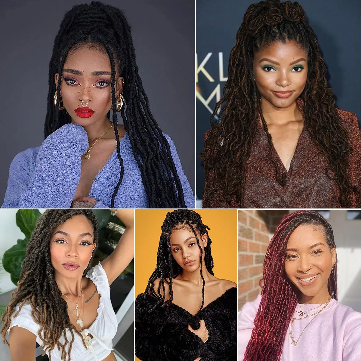 Dorsanee 18 inch New Faux Locs Crochet Hair 7 Packs New Soft Locs Crochet Hair for Black Women Pre Looped Goddess Locs Synthetic Braiding Hair Extensions Ombre Brown (18in, 1B/30)