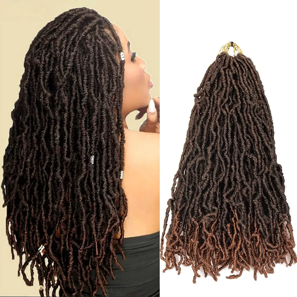 Dorsanee 18 inch New Faux Locs Crochet Hair 7 Packs New Soft Locs Crochet Hair for Black Women Pre Looped Goddess Locs Synthetic Braiding Hair Extensions Ombre Brown (18in, 1B/30)