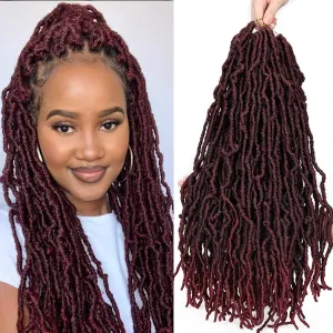 Dorsanee Faux Locs Crochet Hair 22 Inch, 7 Packs Soft Locs Braiding Hair Ombre Burgundy Red Pre-looped Crochet Braids for Black Women 18strands/pack (22in, 1B/BUG)