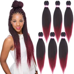 Dorsanee Ombre Burgundy Braiding Hair Pre Stretched 20 Inch 8 Packs Braiding Hair Extensions for Crochet Box Braids Twists Locs Hair Itch Free Soft Yaki Texture Hot Water Setting (20inch,#1B/Bug)