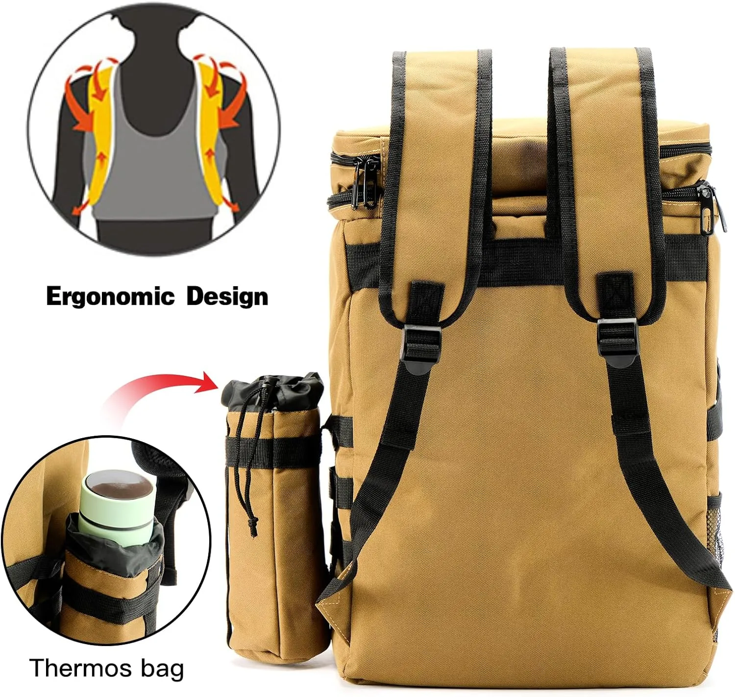 Double Sections Backpack Cooler Insulated Leak Proof Cooler Bag for Men Women,Tactical Large Capacity Cooler Bag, Lunch Backpack Bag for Beach Hiking Camping Picnics Work
