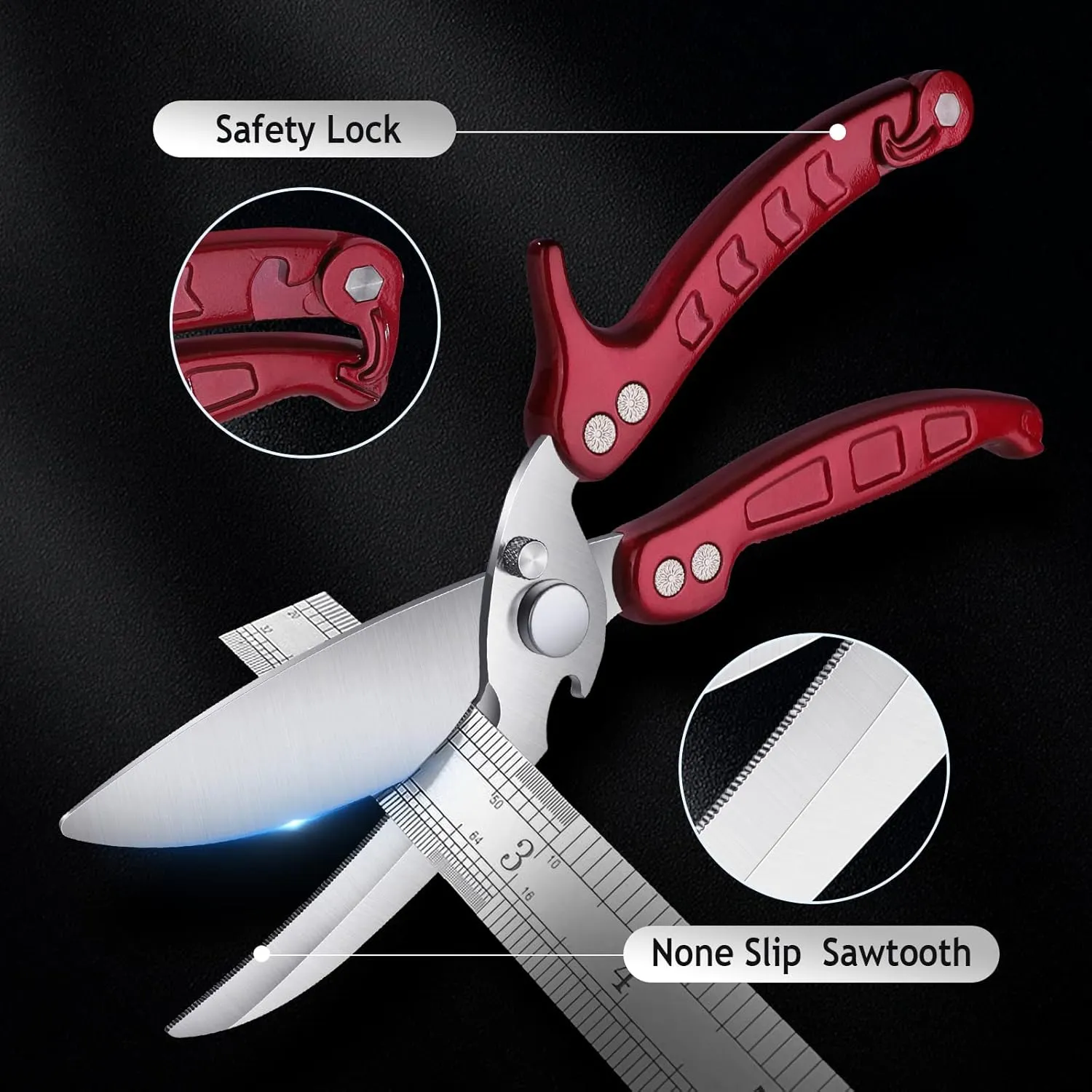DRAGON RIOT Heavy Duty Poultry Shears - A Must Have Kitchen Shears for Chicken and Meat Cutting - Dishwasher Safe and Stainless Food Kitchen Scissors for Thanksgiving