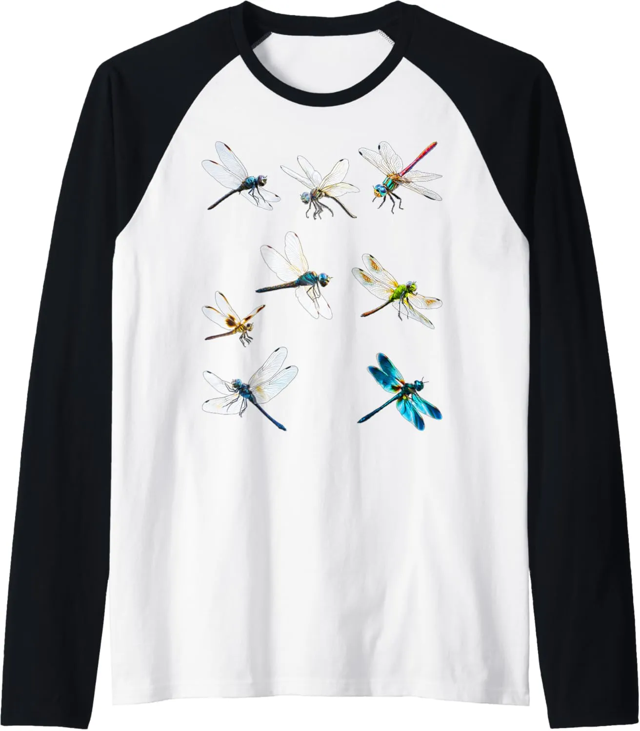 Dragonfly Dragonflies Natural Mosquito Repellent biting bugs Raglan Baseball Tee