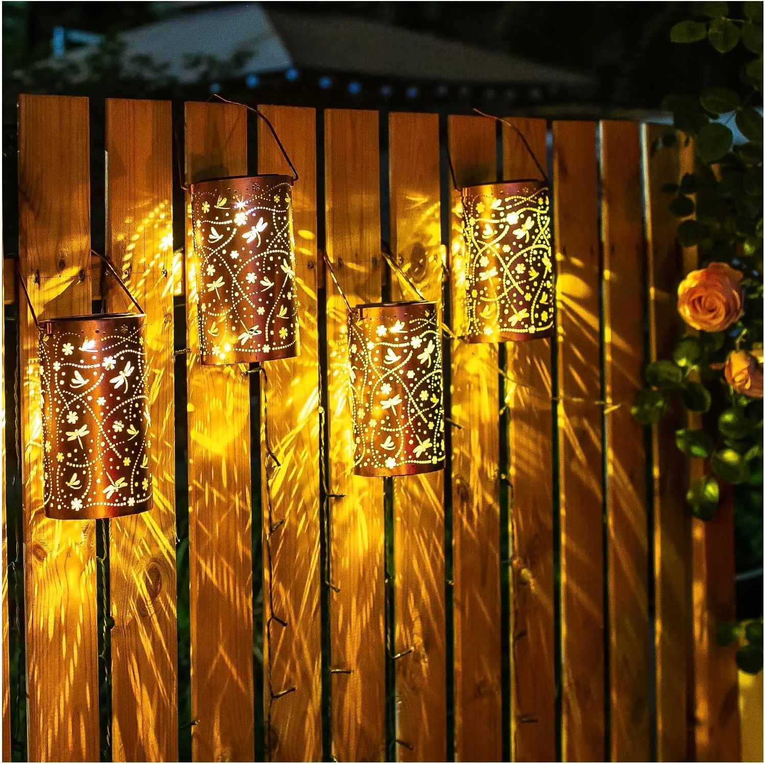 Dragonfly Solar Lanterns Outdoor Waterproof Hanging Solar Lights Dragonfly Gifts for Women Men Metal Decorative LED Dragonfly Lanterns for Garden Decor,Yard,Patio,Lawn,Tabletop,Pathway,Landscape