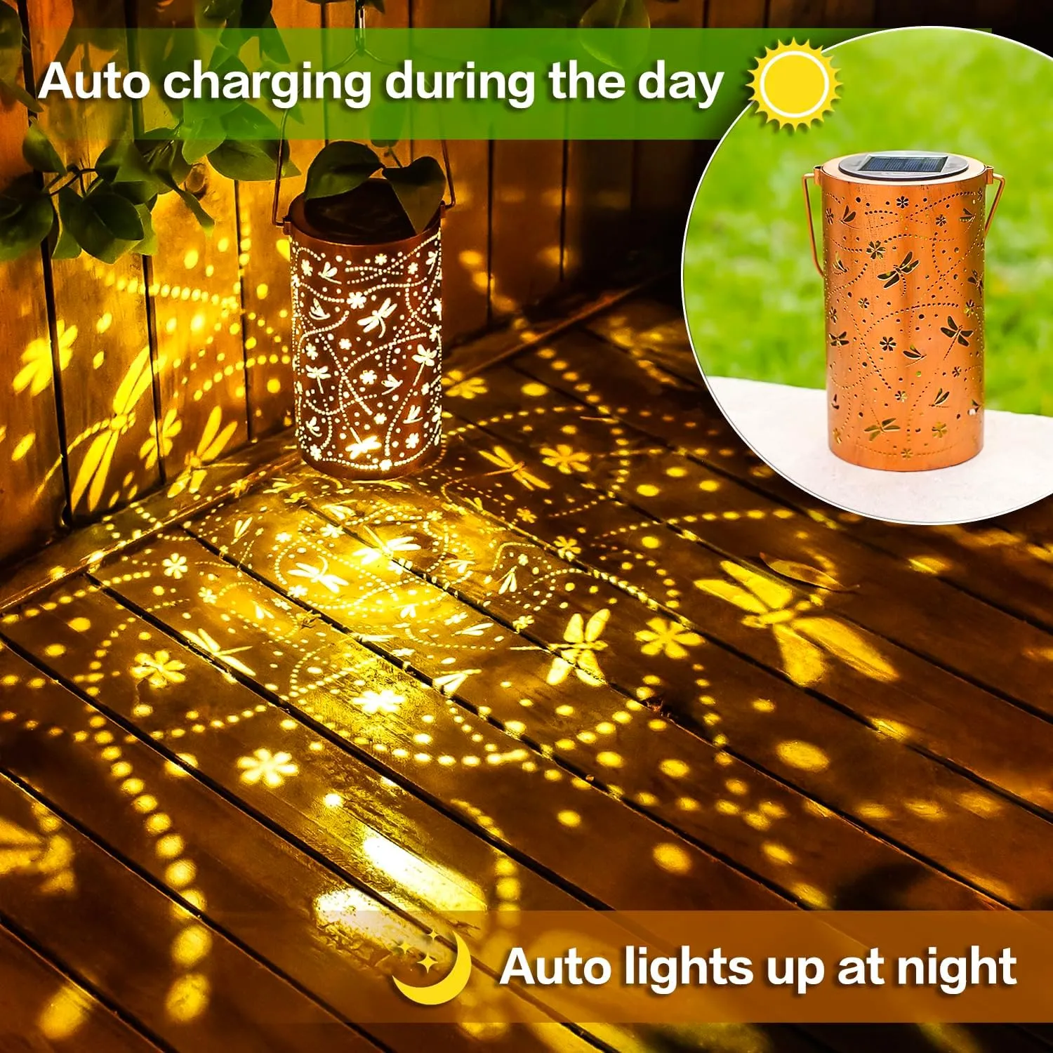 Dragonfly Solar Lanterns Outdoor Waterproof Hanging Solar Lights Dragonfly Gifts for Women Men Metal Decorative LED Dragonfly Lanterns for Garden Decor,Yard,Patio,Lawn,Tabletop,Pathway,Landscape