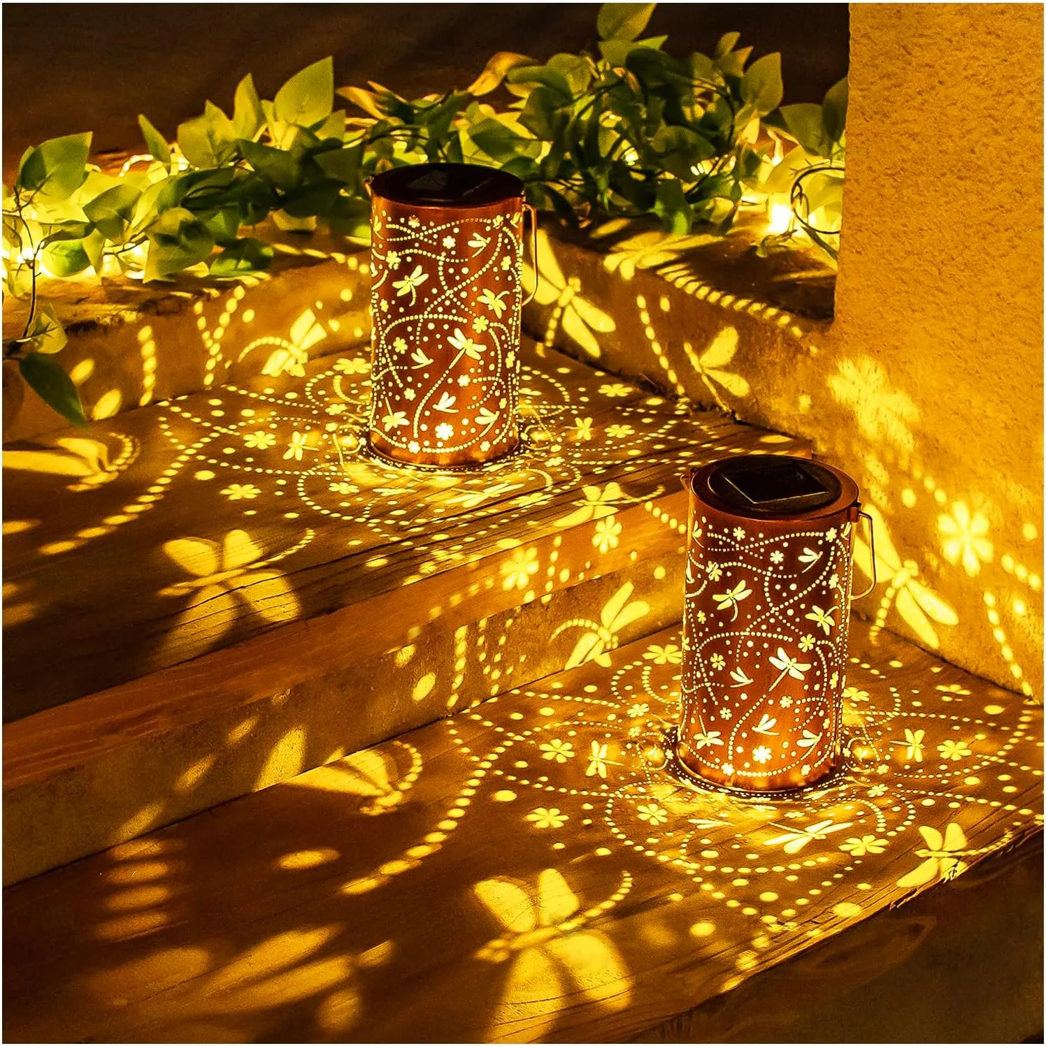 Dragonfly Solar Lanterns Outdoor Waterproof Hanging Solar Lights Dragonfly Gifts for Women Men Metal Decorative LED Dragonfly Lanterns for Garden Decor,Yard,Patio,Lawn,Tabletop,Pathway,Landscape