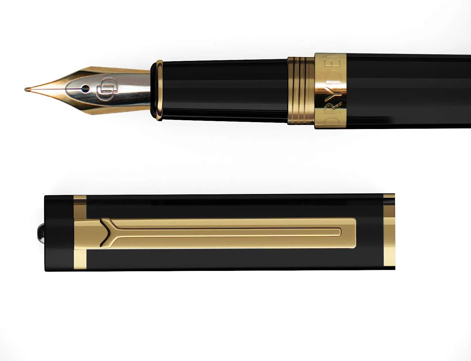 Dryden Designs Fountain Pen - Medium and Fine Nibs | Includes 24 Ink Cartridges and Ink Refill Converter | Calligraphy Pen, Consistent Writing, Smooth Look - Intense Black.