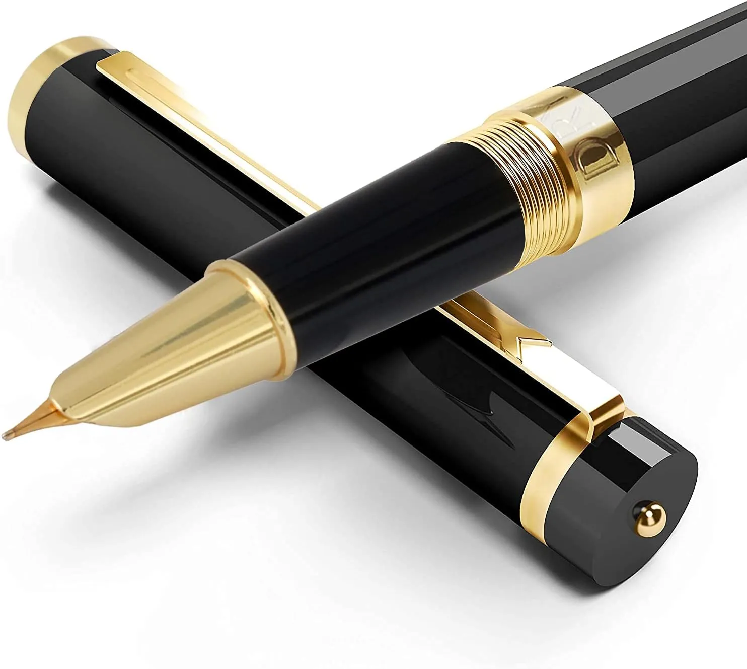 Dryden Designs Fountain Pen - Medium and Fine Nibs | Includes 24 Ink Cartridges and Ink Refill Converter | Calligraphy Pen, Consistent Writing, Smooth Look - Intense Black.