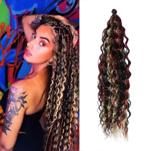 Dsoar Deep Twist Crochet Hair 22 Inch Highlight Deep Wave Curly Braiding Hair 3 Packs Water Wave Synthetic Hair Extensions for Women (1b/24/bug#)