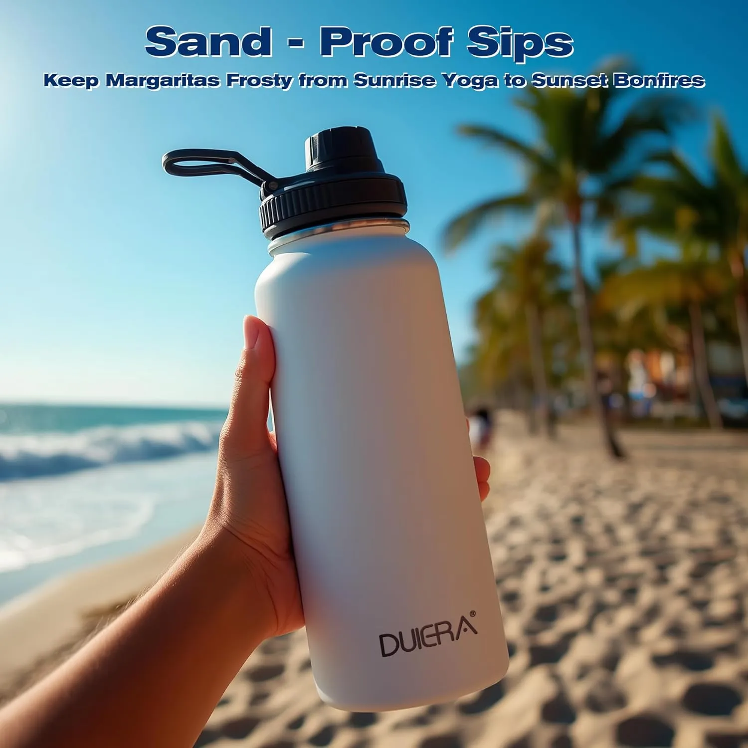 DUIERA Water Bottle with Straw 32 oz Stainless Steel Insulated Water Bottle for Cold Drink Sports Water Bottle with Straw and Lid Vacuum Water Bottle for Women, Leakproof and Spill Proof, White