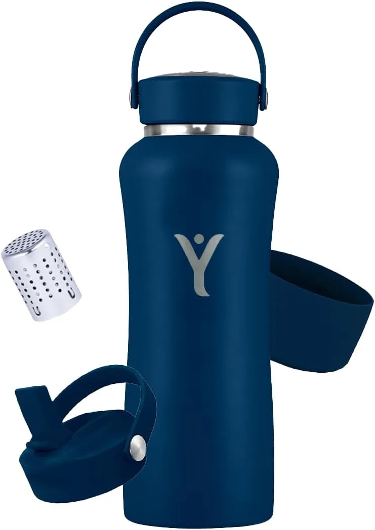 DYLN Hydrogen Water Bottle Bundle – Includes Straw Cap & Guard (40 oz, Galaxy Blue)