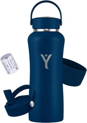 DYLN Hydrogen Water Bottle Bundle – Includes Straw Cap & Guard (40 oz, Galaxy Blue)
