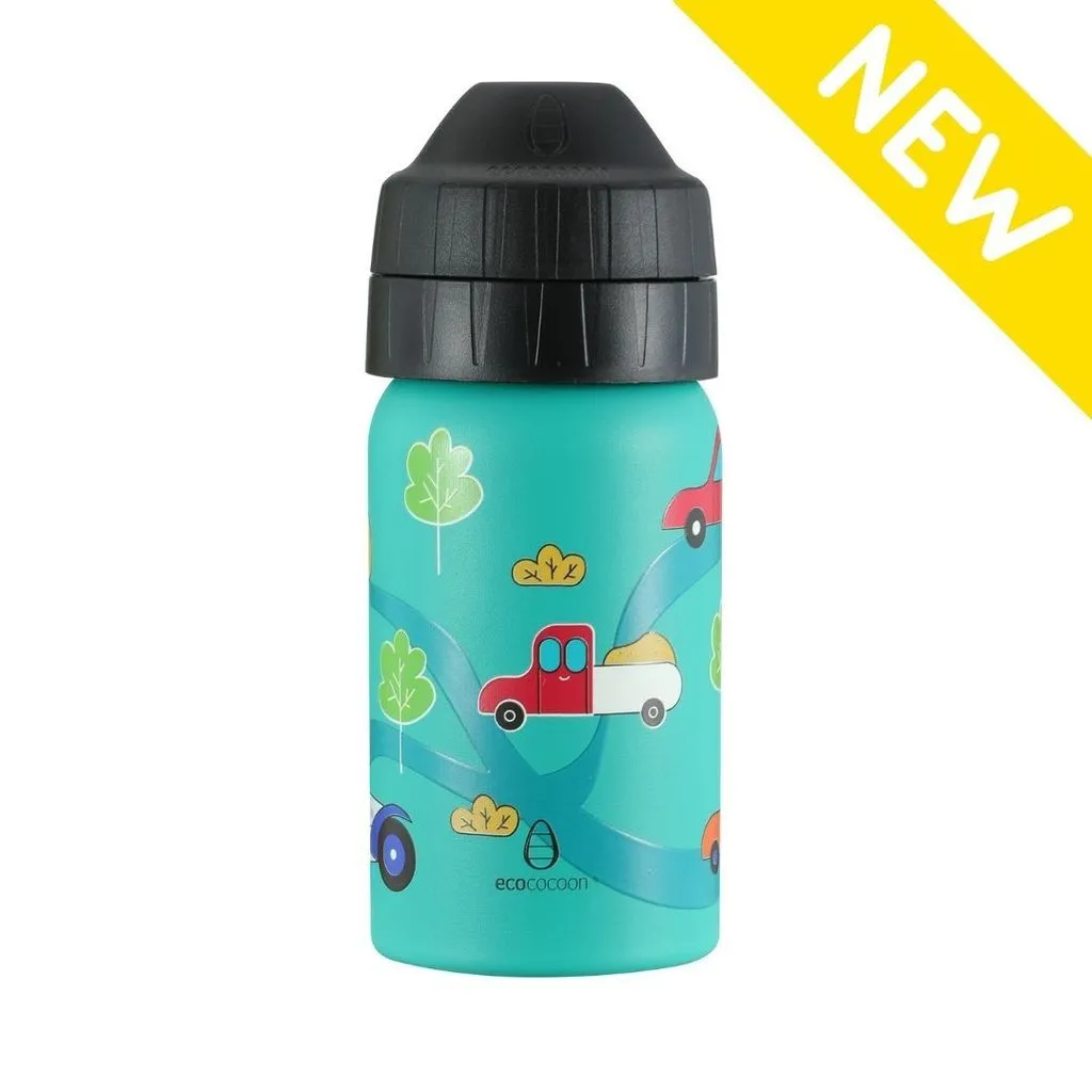 Ecococoon stainless steel 350ML DRINK BOTTLE - LEAK-FREE - CRAZY CARS