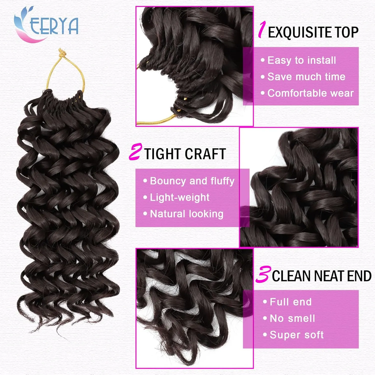 EERYA 7 Packs GoGo Curl Crochet Hair 10 Inch Short Dark Brown Curly Crochet Hair for Women Deep Wave Beach Curl Crochet Braids Synthetic Braiding Hair Extensions(10 Inch, #4)