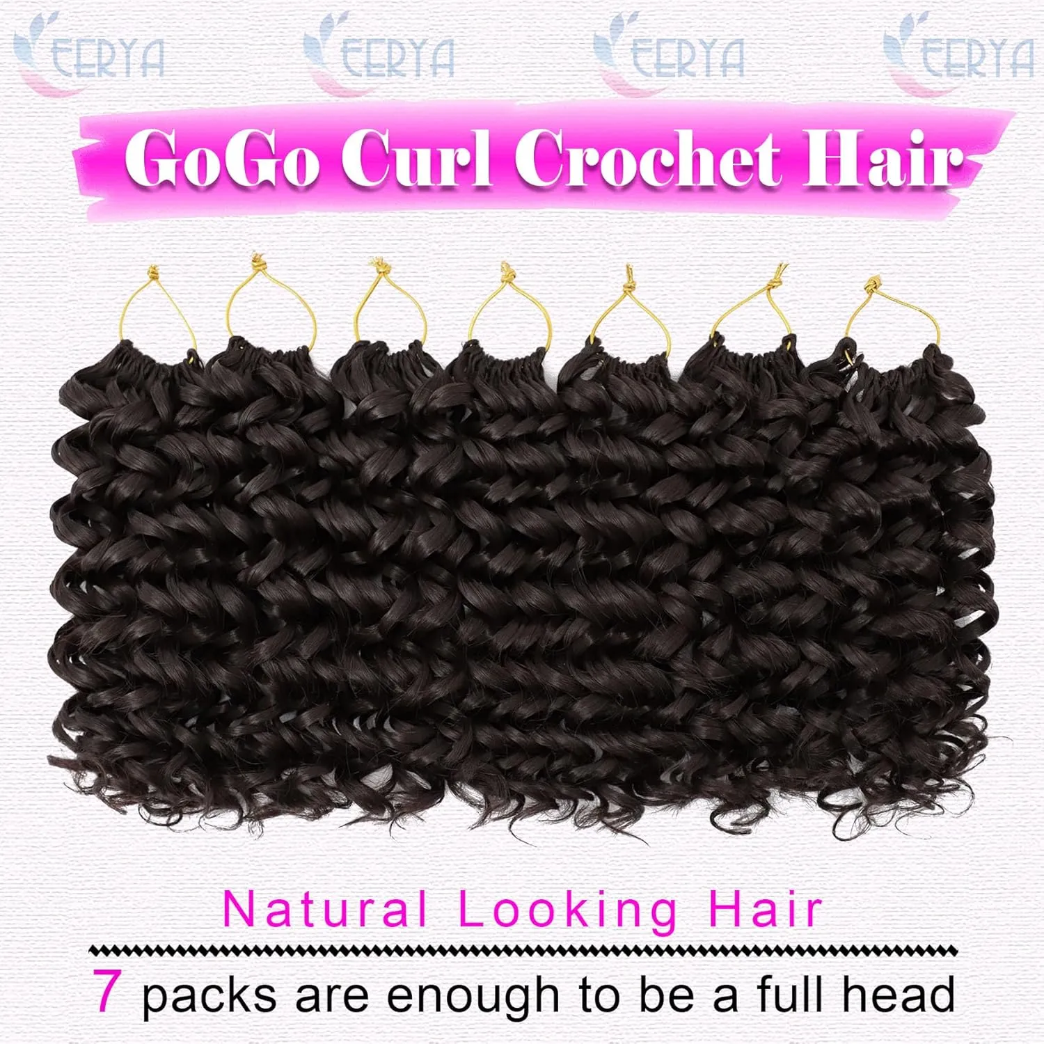 EERYA 7 Packs GoGo Curl Crochet Hair 10 Inch Short Dark Brown Curly Crochet Hair for Women Deep Wave Beach Curl Crochet Braids Synthetic Braiding Hair Extensions(10 Inch, #4)