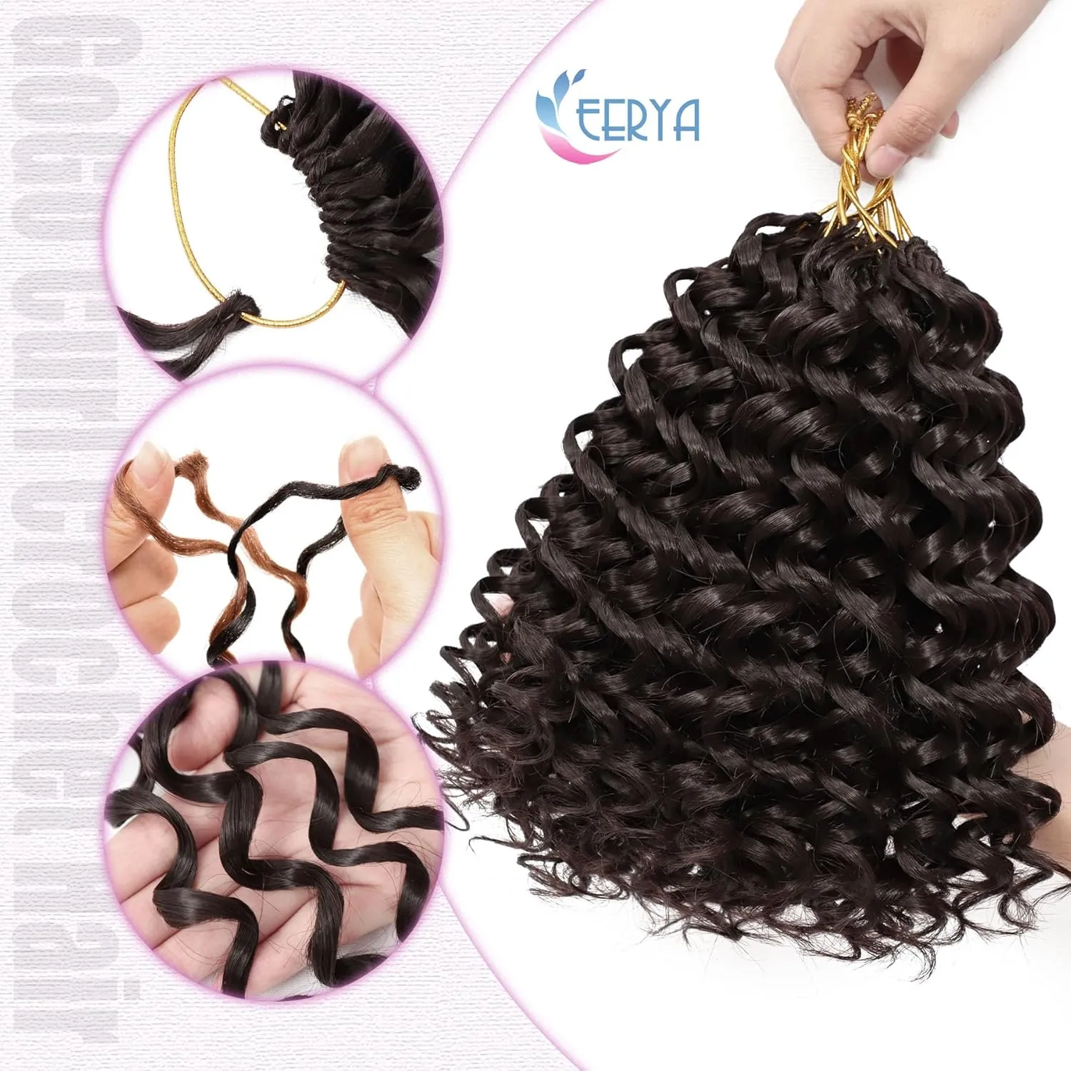 EERYA 7 Packs GoGo Curl Crochet Hair 10 Inch Short Dark Brown Curly Crochet Hair for Women Deep Wave Beach Curl Crochet Braids Synthetic Braiding Hair Extensions(10 Inch, #4)
