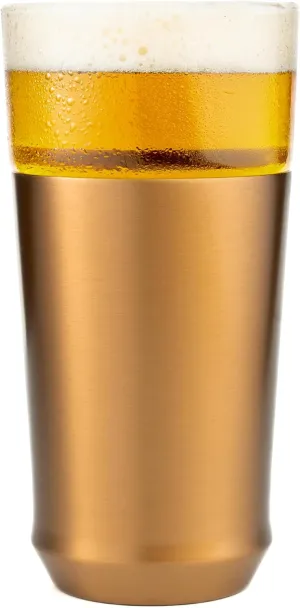 Elevated Craft Hybrid Vacuum Insulated Stainless Steel Base with Removable Pint Glass Insert, Ideal Insulation for Beers & Cold Beverages with Built-in Bottle Opener, Durable & Stylish, Copper (16 oz)