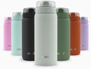 Ello Cooper 18oz Kids Stainless Steel Water Bottle with Straw and Carry Handle, Double Walled and Vacuum Insulated Metal, Leak Proof Locking Lid with Soft Silicone Spout, Reusable, BPA Free, Sage