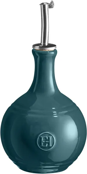 Emile Henry Stainless Steel Spout, Blue Flame Vinegar Cruet Bottle, 15.2oz