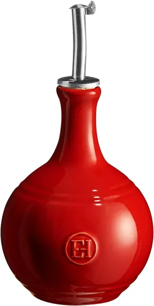 Emile Henry Stainless Steel Spout, Burgundy Vinegar Cruet Bottle, 15.2oz