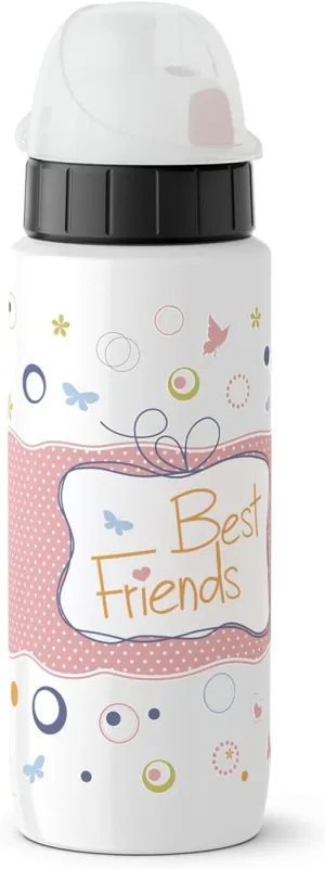 EMSA Light Steel 518367 Stainless Steel Drinking Bottle, 0.6 Litres, AutoClose Closure, Best Friends