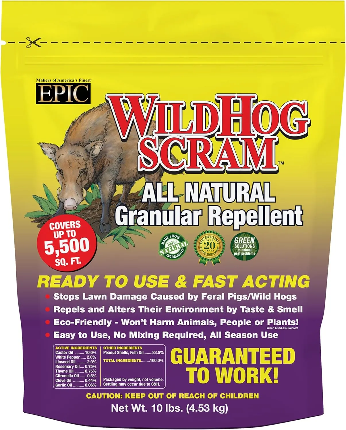 Epic Wild Hog Scram All Natural Granular Repellent - 10 lb. Bag