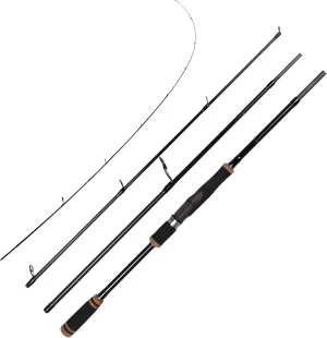Eurasian Sports 30T Carbon Travel Spinning Rod - 4 Piece 6ft/7ft Portable Fishing Pole for Freshwater & Saltwater Bass, Trout, Ultra Light to Medium Light Fast Action SiC Guide Rings Rods with Case
