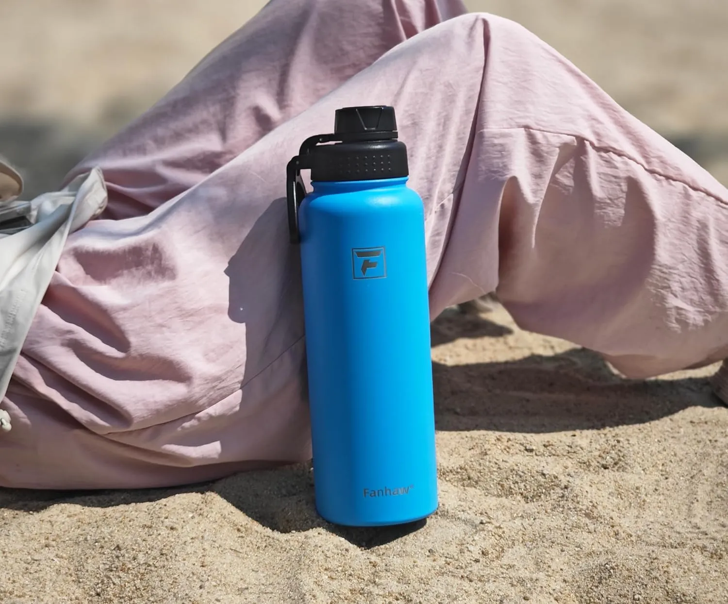 Fanhaw 40 oz Stainless Steel Insulated Water Bottle With 3 Lids (Straw, Spout and Carabiner Lid) - Double Walled Travel Thermal Canteen Mug (Purple Green)