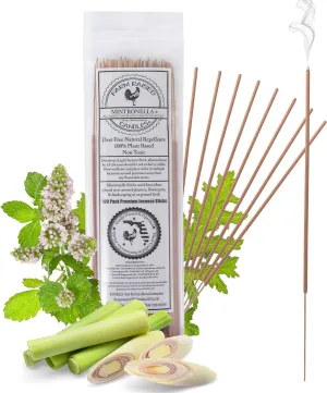 Farm Raised Candles USA Made - Bulk Pack Mosquito Repellent Incense 2 x 100 Plant Based Natural Mosquito Gnat's & No See um Outdoor Patio Sticks Mintronella