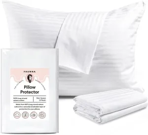 FAUNNA Cotton Bed Pillow Protectors with Zipper Bed Bug and Dust Mite Proof Pillow case Covers