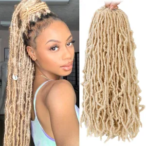 Faux Locs 18 inch 6 Packs Goddess Soft Locs Crochet Hair Curly Wavy Crochet Synthetic Braiding Hair Extensions Dreads Crochet Hair (18 inch, 613#)