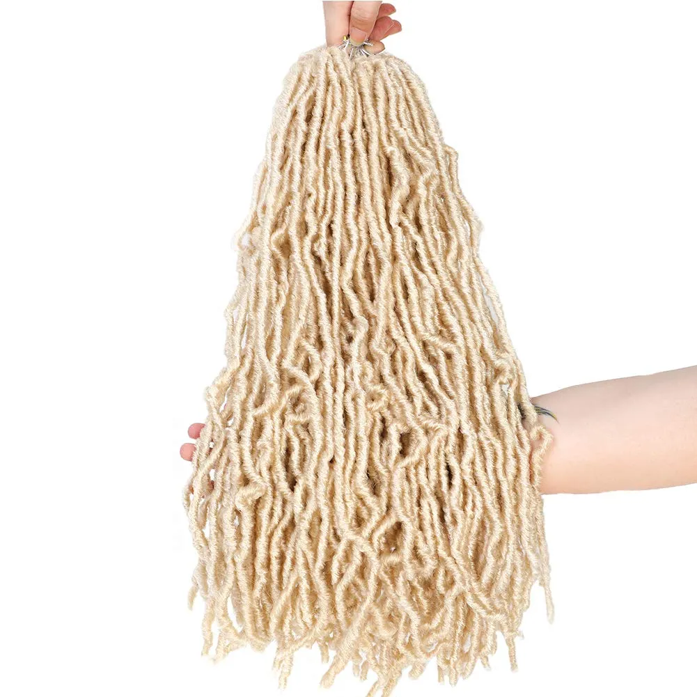 Faux Locs 18 inch 6 Packs Goddess Soft Locs Crochet Hair Curly Wavy Crochet Synthetic Braiding Hair Extensions Dreads Crochet Hair (18 inch, 613#)