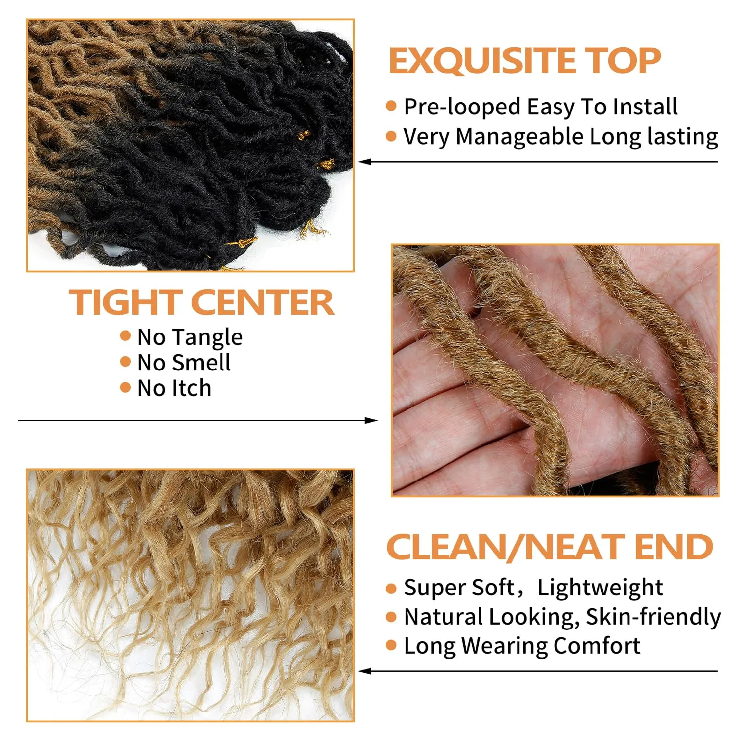 Faux Locs Crochet Braid Hair Bohemian Locs 24 Inches Synthetic Dreads Ombre Braiding Hair Afro Dreadlock 1B/27
