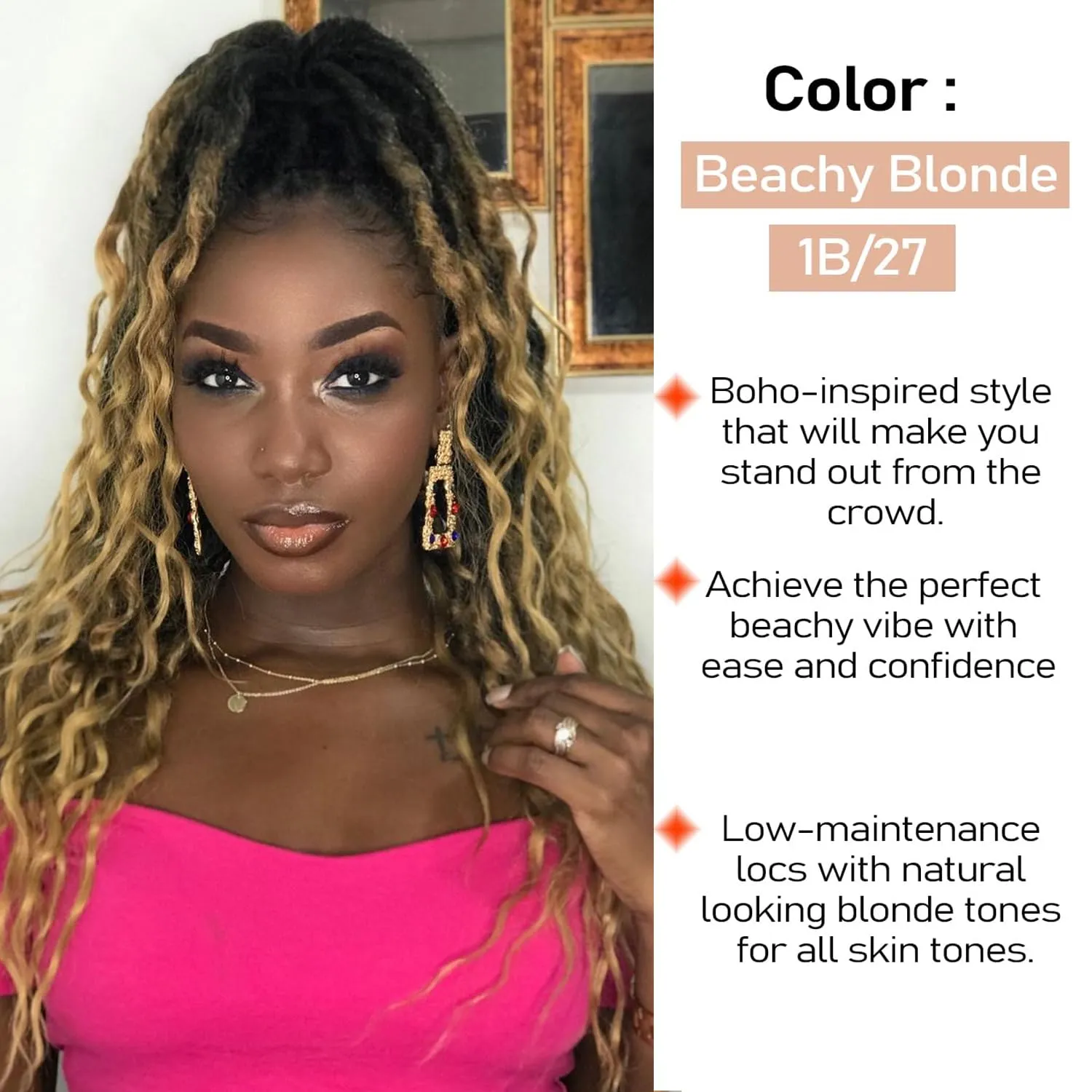 Faux Locs Crochet Braid Hair Bohemian Locs 24 Inches Synthetic Dreads Ombre Braiding Hair Afro Dreadlock 1B/27