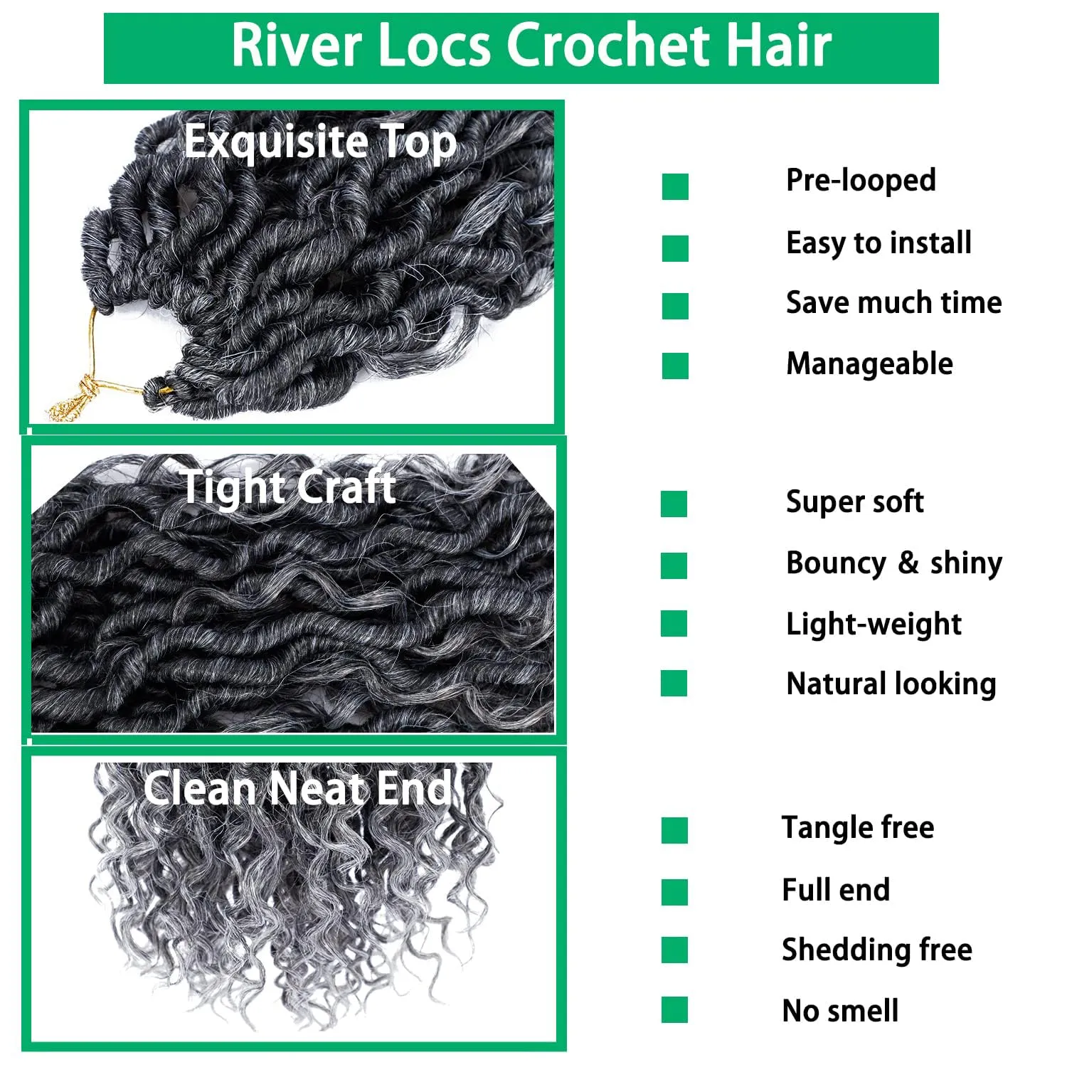 Faux Locs Crochet Hair 10 Inch Goddess Locs Ombre Grey Crochet Hair for Women 6 Packs Gray Soft River Locs Pre Looped Braids with Curly Ends Boho Hippie Synthetic Hair Extensions, 1b/grey
