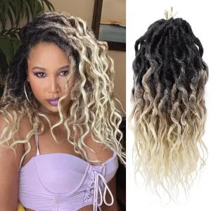Faux Locs Crochet Hair 12 Inch 6 Packs Goddess Locs Crochet Hair for Women Soft Locs Pre Looped Crochet Braids with Wavy Curly Ends Queen Locs Synthetic Braids Extensions (OT27/613#)