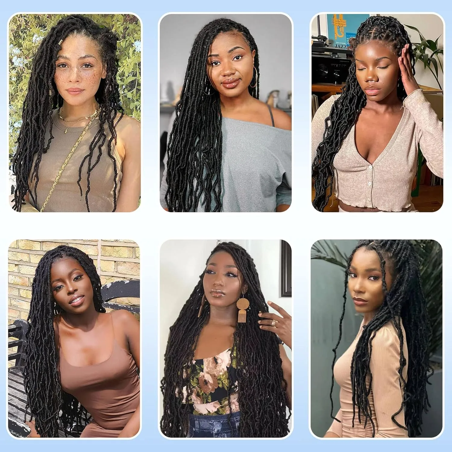 Faux Locs Crochet Hair 22 Inch 7 Packs Soft Locs Crochet Braids Pre Looped Crochet Locs For Women Natural Black Butterfly Faux Loc Hair Extensions(1B, 22inch, 7 Packs)