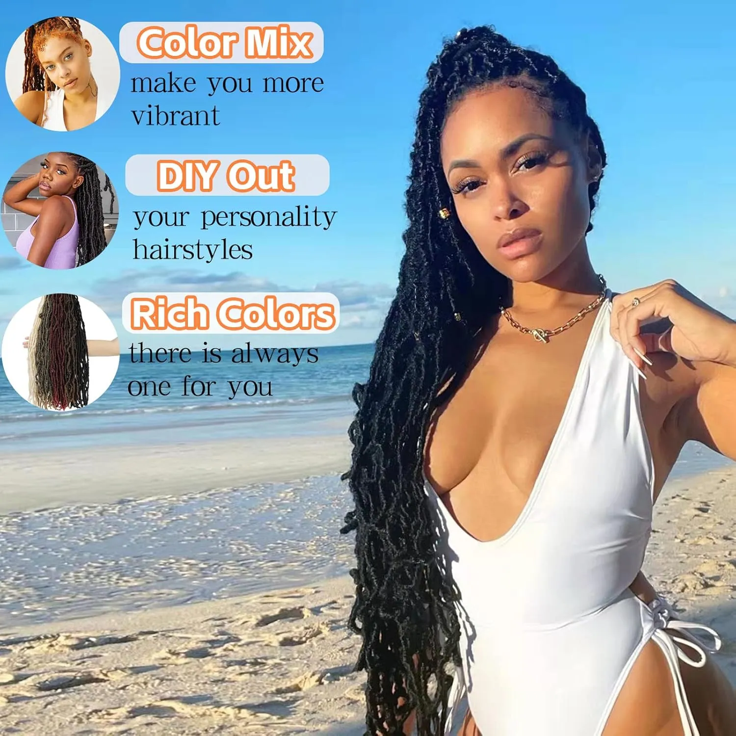 Faux Locs Crochet Hair 22 Inch 7 Packs Soft Locs Crochet Braids Pre Looped Crochet Locs For Women Natural Black Butterfly Faux Loc Hair Extensions(1B, 22inch, 7 Packs)