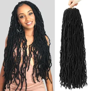 Faux Locs Crochet Hair 22 Inch 7 Packs Soft Locs Crochet Braids Pre Looped Crochet Locs For Women Natural Black Butterfly Faux Loc Hair Extensions(1B, 22inch, 7 Packs)