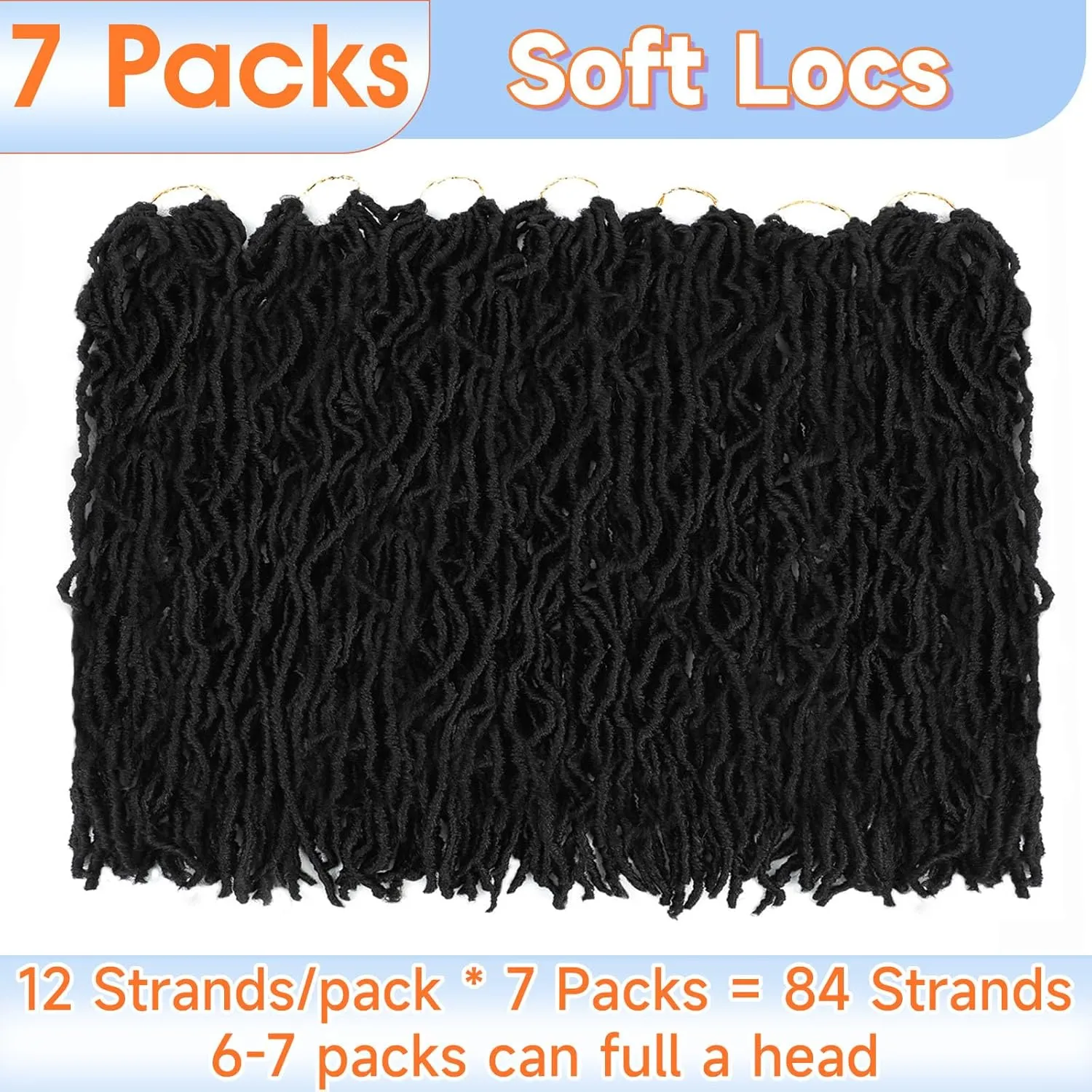 Faux Locs Crochet Hair 22 Inch 7 Packs Soft Locs Crochet Braids Pre Looped Crochet Locs For Women Natural Black Butterfly Faux Loc Hair Extensions(1B, 22inch, 7 Packs)