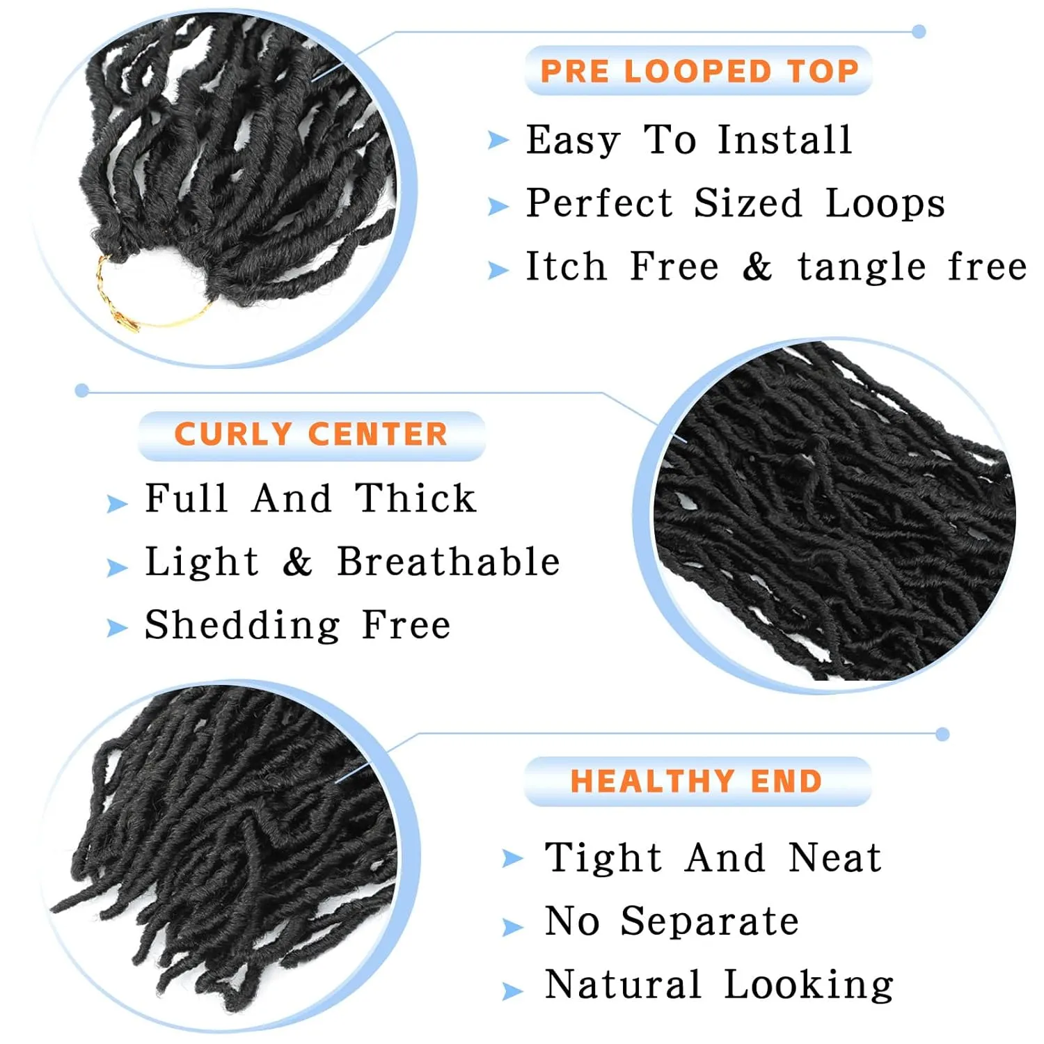 Faux Locs Crochet Hair 22 Inch 7 Packs Soft Locs Crochet Braids Pre Looped Crochet Locs For Women Natural Black Butterfly Faux Loc Hair Extensions(1B, 22inch, 7 Packs)