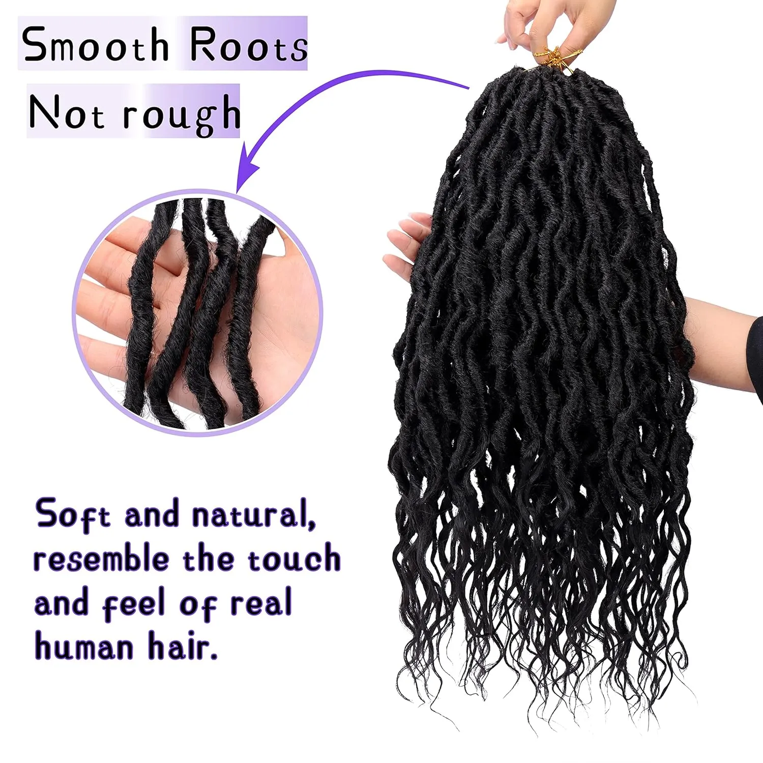 Faux Locs Crochet Hair 6 Packs Soft Locs Crochet Braids for Women Pre Looped Goddess Locs Crochet Hair 16 Inch Locs Crochet Braids with Curly Ends Synthetic Braiding Hair Extensions