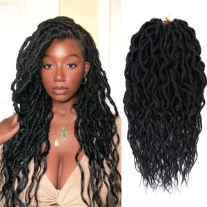 Faux Locs Crochet Hair 6 Packs Soft Locs Crochet Braids for Women Pre Looped Goddess Locs Crochet Hair 16 Inch Locs Crochet Braids with Curly Ends Synthetic Braiding Hair Extensions