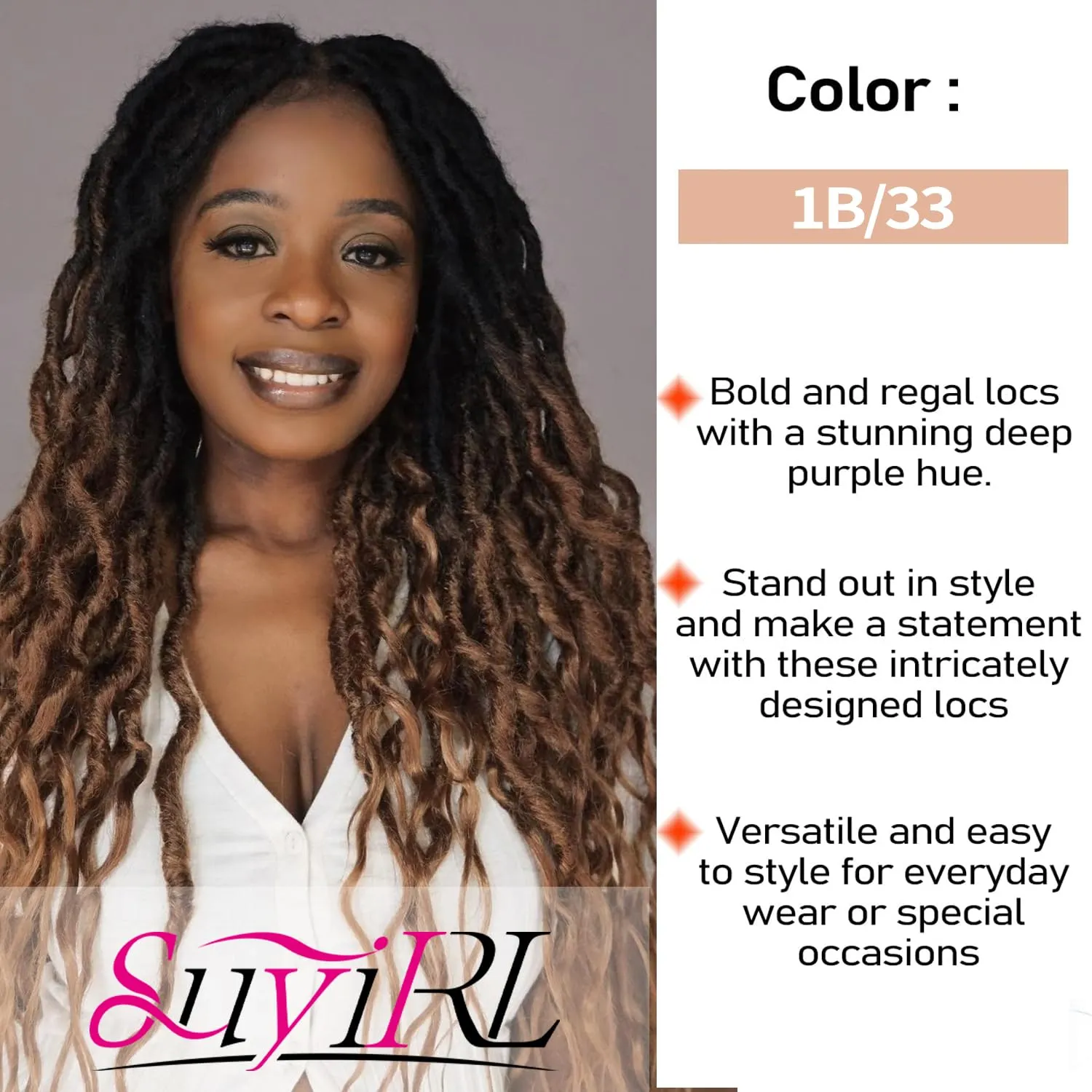 Faux Locs Crochet Hair For Black Women Soft Locs 24 Inch Goddess Crochet Hair Curly Ends Dreadlocks Boho Style Synthetic Braiding Hair Extensions (6 Packs Espresso Blend)