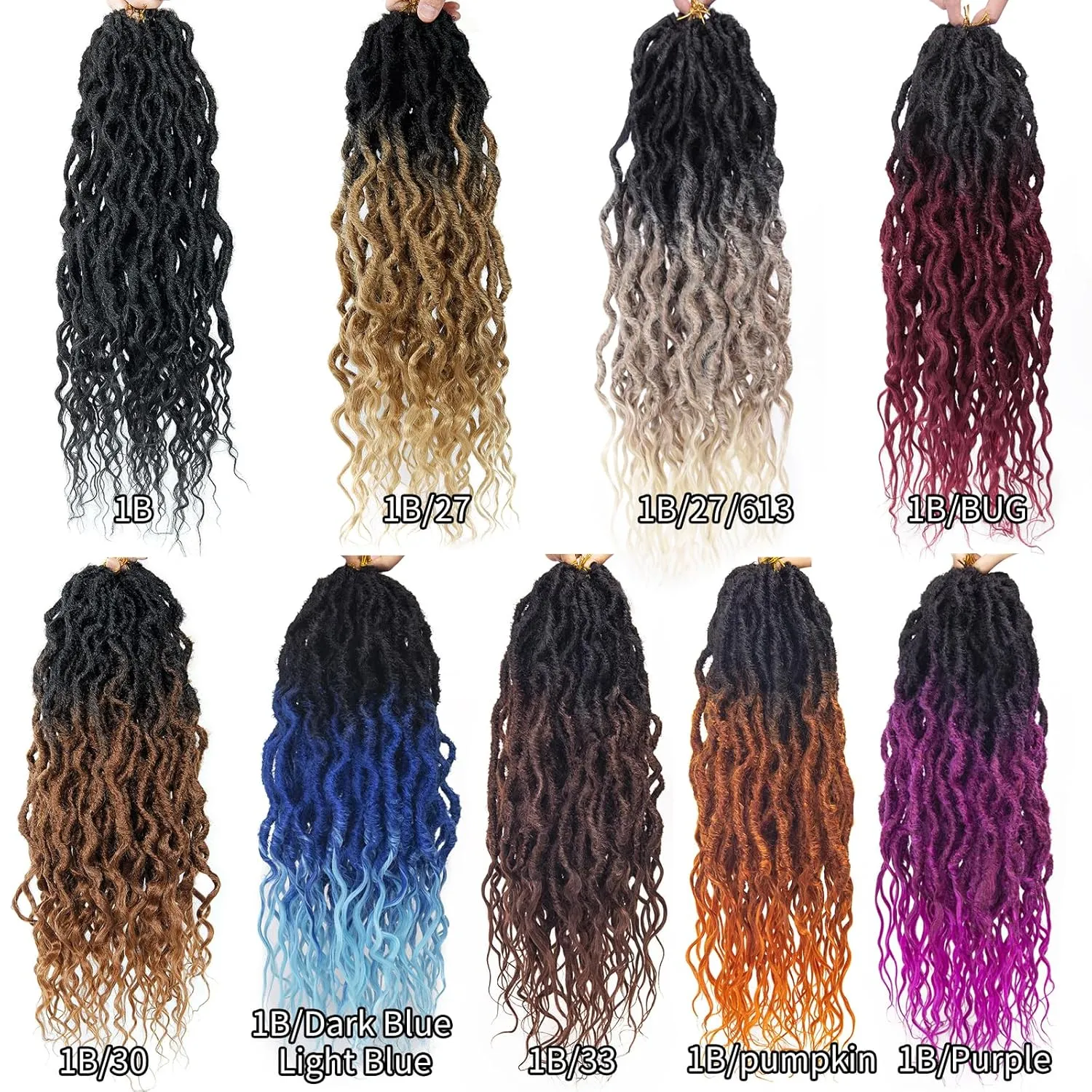 Faux Locs Crochet Hair For Black Women Soft Locs 24 Inch Goddess Crochet Hair Curly Ends Dreadlocks Boho Style Synthetic Braiding Hair Extensions (6 Packs Espresso Blend)