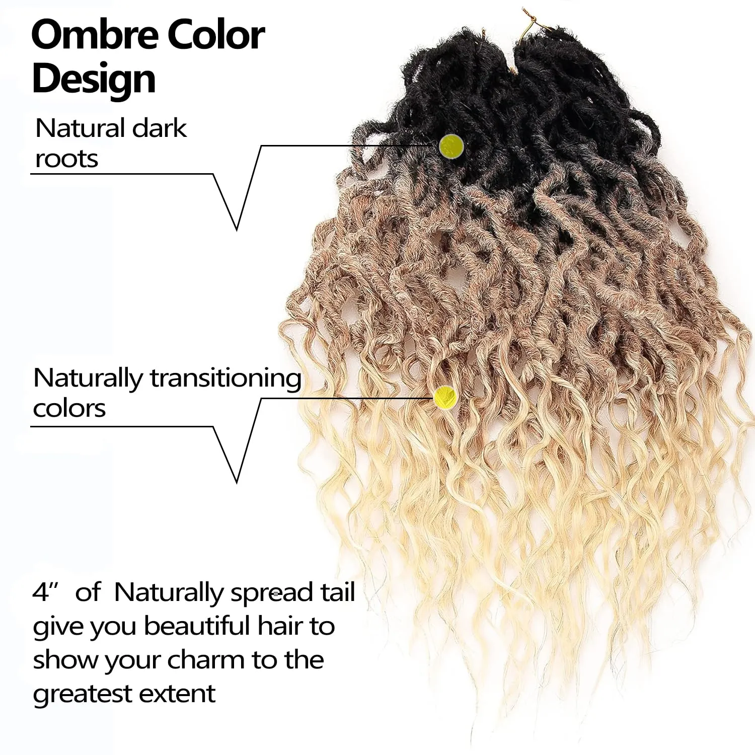 Faux Locs Crochet Hair For Women Soft Locs 18 Inch Goddess Crochet Hair Curly Ends Dreadlocks Boho Style Synthetic Braiding Hair Extensions