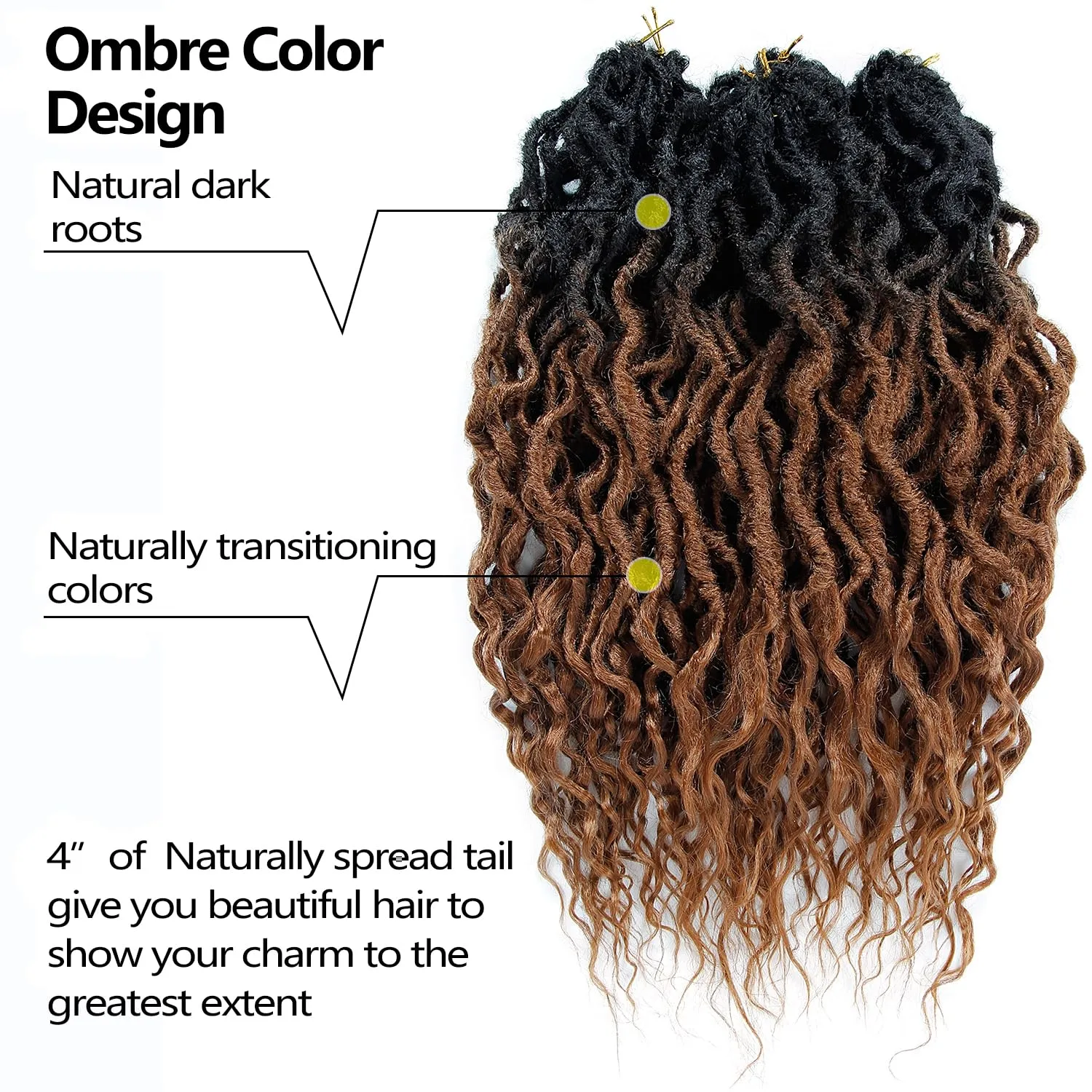 Faux Locs Crochet Hair For Women Soft Locs 18 Inch Goddess Crochet Hair Curly Ends Dreadlocks Boho Style Synthetic Braiding Hair Extensions