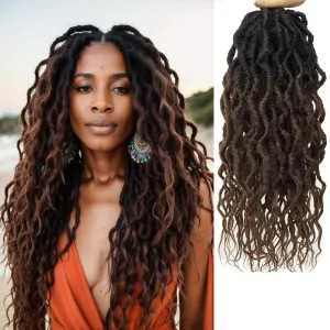 Faux Locs Crochet Hair For Women Soft Locs 18 Inch Goddess Crochet Hair Curly Ends Dreadlocks Boho Style Synthetic Braiding Hair Extensions