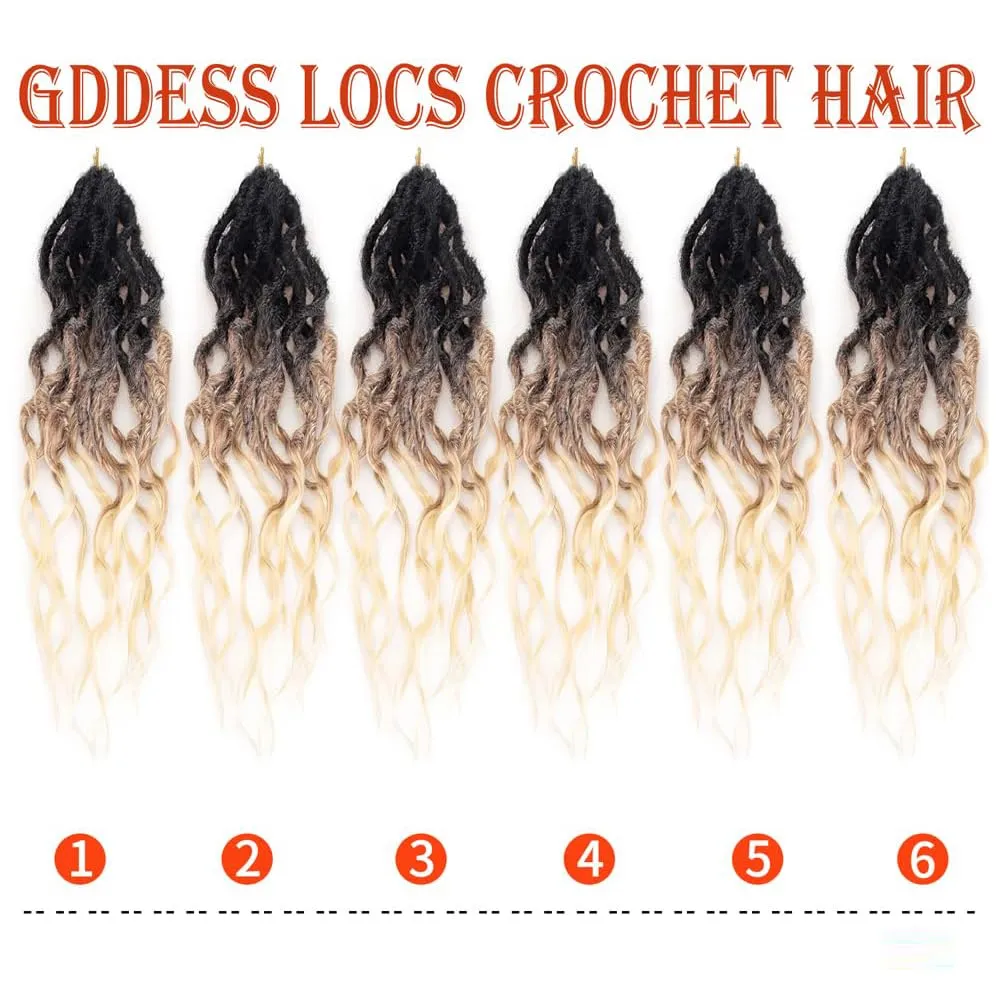 Faux Locs Crochet Hair For Women Soft Locs 18 Inch Goddess Crochet Hair Curly Ends Dreadlocks Boho Style Synthetic Braiding Hair Extensions