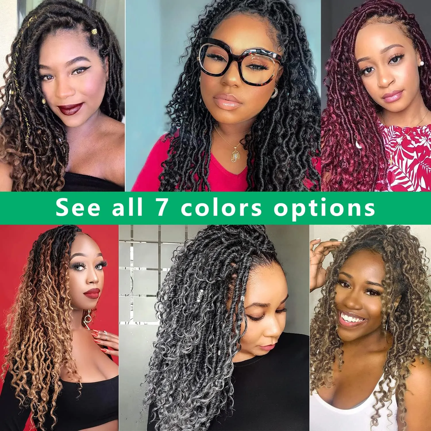 Faux Locs Goddess Locs Crochet Hair for Women 18 Inch Pre Looped Crochet Braids with Curly Ends Synthetic Hair Extensions (6 packs, 1b/30)